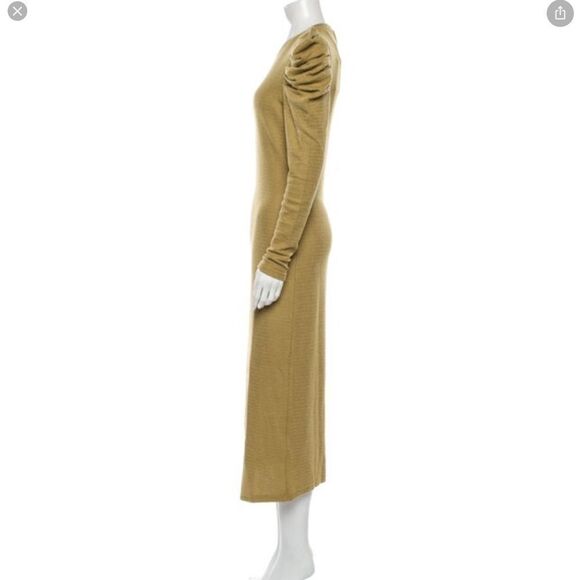 Walter Baker Dress Midi Long Sleeve Navy Blue Gathered Shoulder Puff Stretch M - Picture 6 of 16